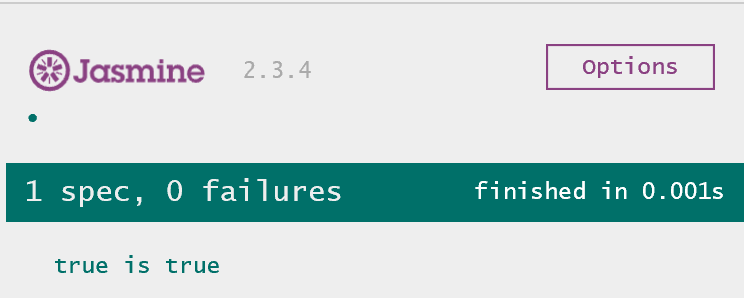 Jasmine HTML test output